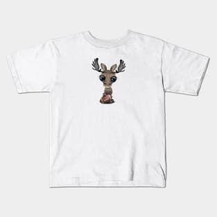 Cute Baby Moose Playing With Football Kids T-Shirt